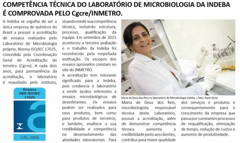 Laboratório de Microbiologia da INDEBA com ISO/IEC