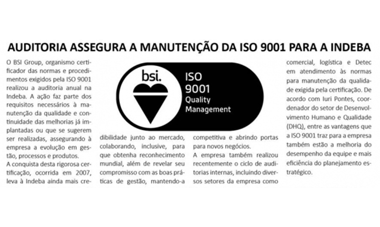 INDEBA assegura ISO 9001
